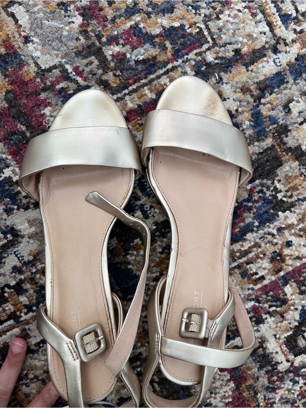 Metallic Gold Women's Open-Toe Ankle Strap Sandals rockport